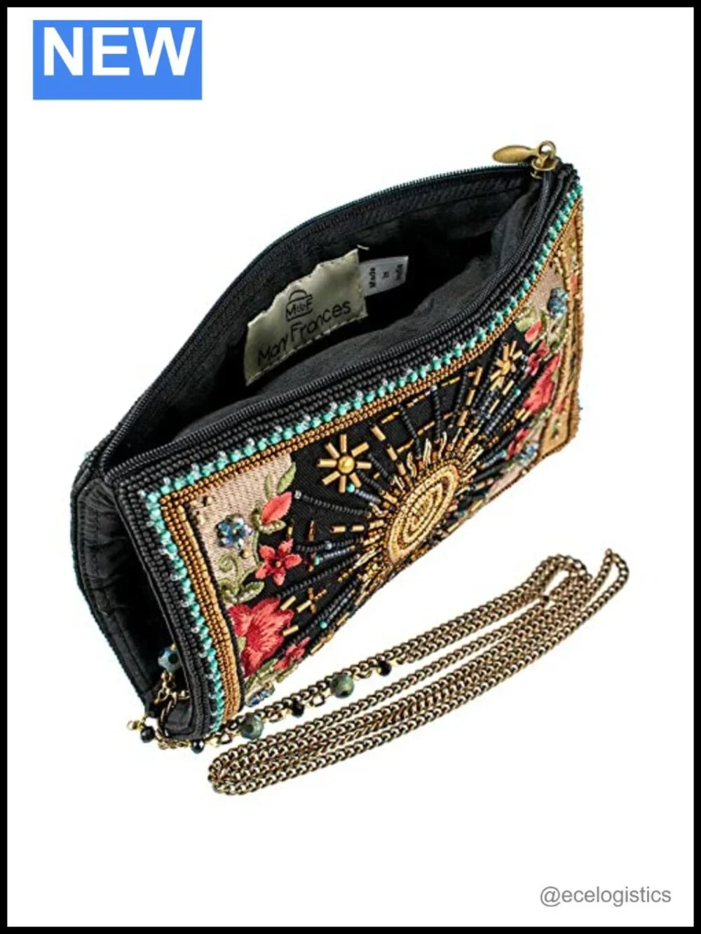 Handcrafted Beaded Crossbody Bag with Rhinestones and Tassel, Floral Evening